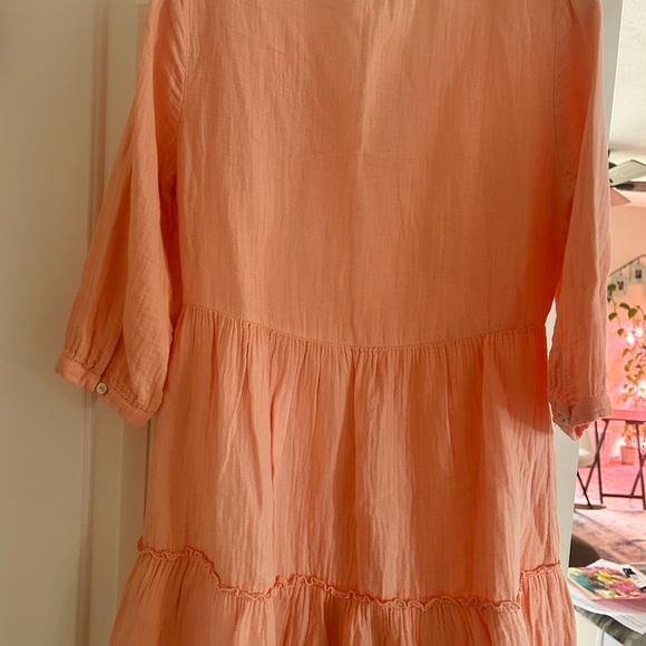 Zara Peach Tiered Mini Dress with 3/4 Sleeves - Picture 4 of 6
